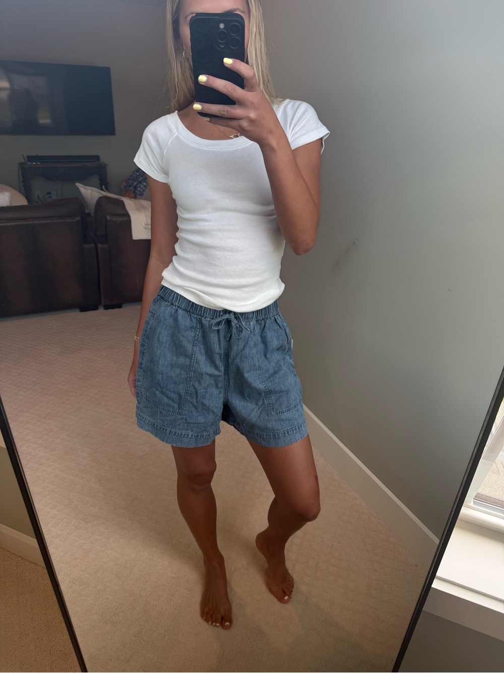 Blue Drawstring Shorts - Picture 2 of 5